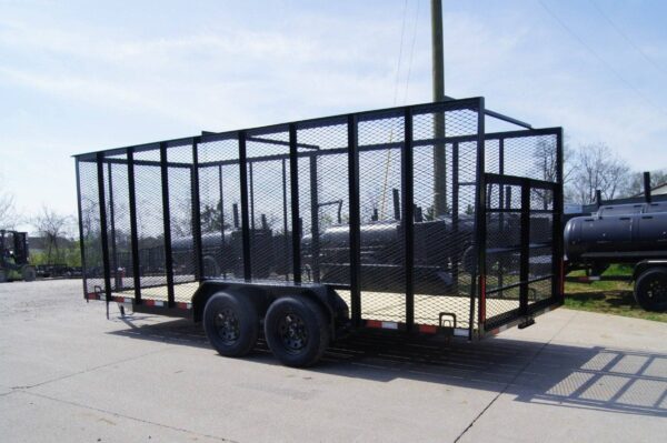 6.4x18 Straight Deck Utility Trailer 6ft Mesh with Barn Door Gate (2) 3500lb Axles - Image 4