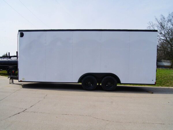 8.5x20 White V-Nose Enclosed Trailer with Blackout (2) 3,500lb Axles - Image 3