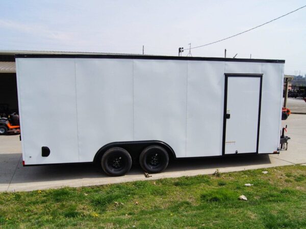 8.5x20 White V-Nose Enclosed Trailer with Blackout (2) 3,500lb Axles - Image 5