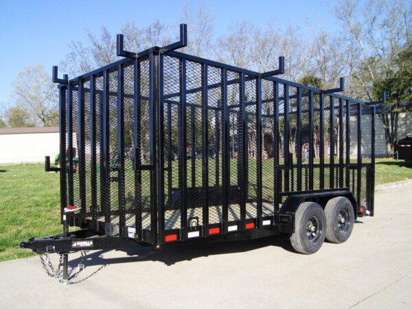7x16 Dovetail Utility Trailer with 6ft Mesh Sides and Ladder Racks (2) 5,200lb Axles