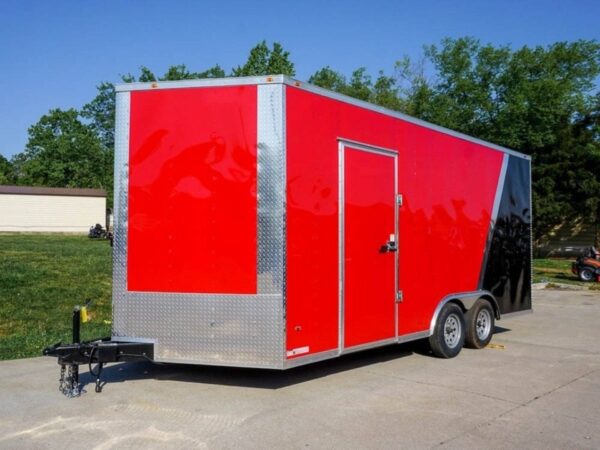 8.5x18 Custom Two-Tone Enclosed Trailer with Rubber Floor Storage