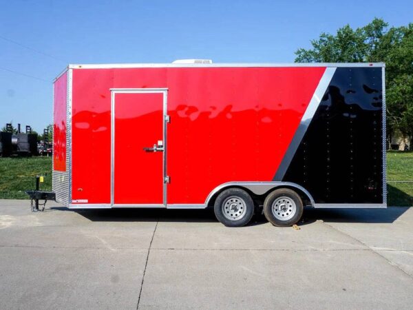 8.5x18 Custom Two-Tone Enclosed Trailer with Rubber Floor Storage - Image 3