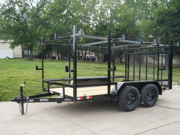 7x12 Straight Deck Utility Trailer (2) 3500lb Axle with 4ft Ladder Racks - Image 3