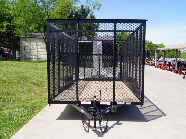 7x16 Powder Coated Straight Deck Utility Trailer with 6ft Mesh Sides (2) 3500lb Axles - Image 2