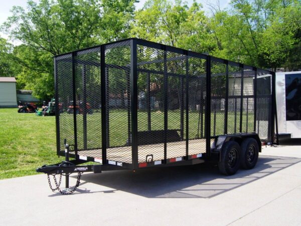 7x16 Powder Coated Straight Deck Utility Trailer with 6ft Mesh Sides (2) 3500lb Axles
