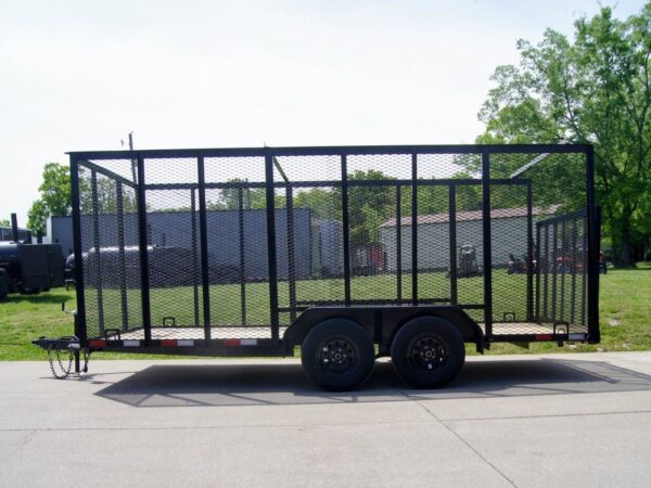 7x16 Powder Coated Straight Deck Utility Trailer with 6ft Mesh Sides (2) 3500lb Axles - Image 3