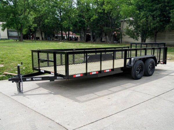 6.4x18 Powder Coated Dovetail Utility Trailer with 2ft Mesh Sides (2) 3500lb Axles - Image 3