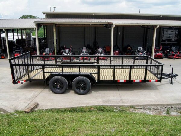 6.4x18 Powder Coated Dovetail Utility Trailer with 2ft Mesh Sides (2) 3500lb Axles - Image 8