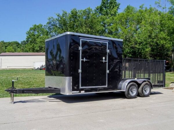 7x18 Hybrid Flat-Nose Enclosed Trailer with 4ft Mesh Deck Storage