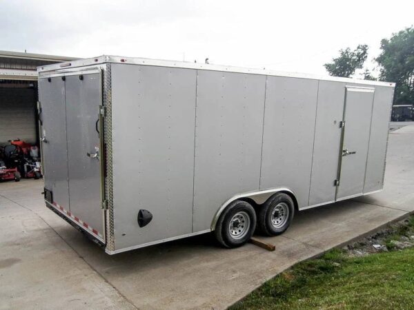 8.5x20 Silver Enclosed Trailer V-Nose (2) 5,200lb Axles Storage - Image 5