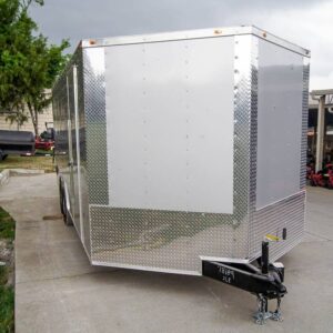 8.5x20 Silver Enclosed Trailer V-Nose (2) 5,200lb Axles Storage