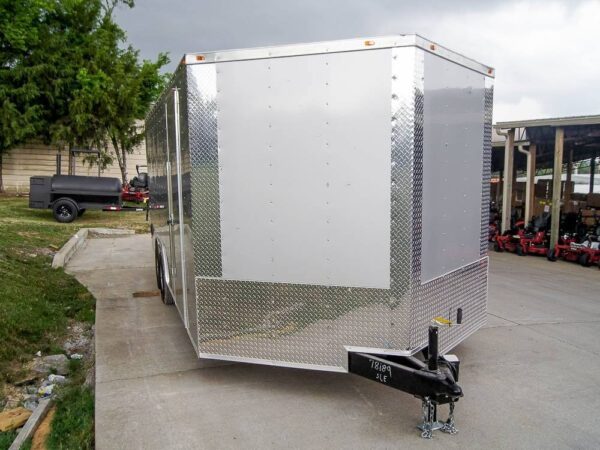 8.5x20 Silver Enclosed Trailer V-Nose (2) 5,200lb Axles Storage