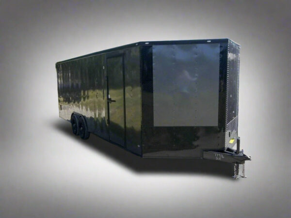 8.5x24 Charcoal Grey V-Nose Enclosed Trailer with Blackout Package Storage