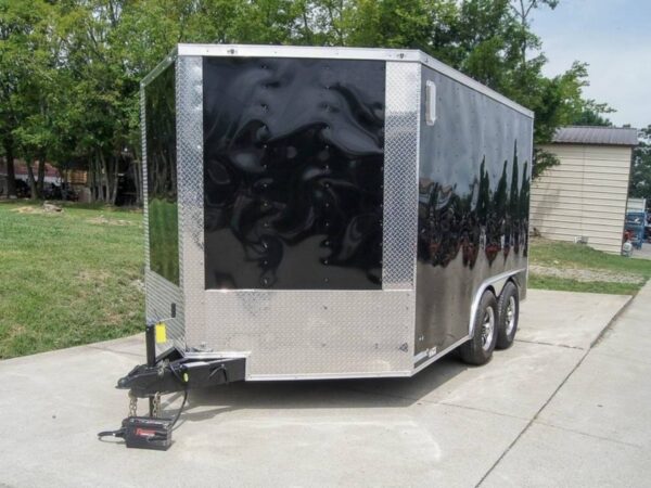 8.5x12 Black V-Nose Enclosed Trailer with Elect Pkg (2) 3500lb Axles Storage