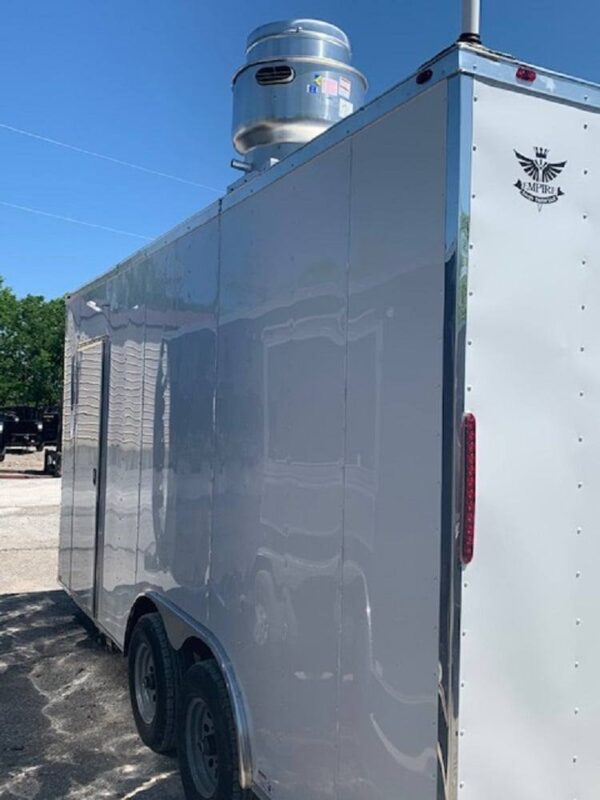 8.5' x 16' Custom White Concession Food Catering Trailer - Image 11