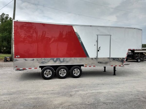 8.5x30 Red and White Gooseneck Enclosed Event Trailer - Image 9
