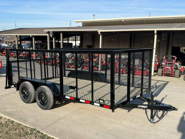 7x14 Powder Coated Dovetail Utility Trailer 4ft Mesh Sides (2) 3,500lb Axles
