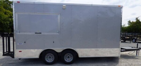 8.5' x 16' Concession Trailer Silver Frost Catering Event - Image 5