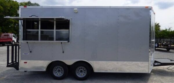 8.5' x 16' Concession Trailer Silver Frost Catering Event - Image 8