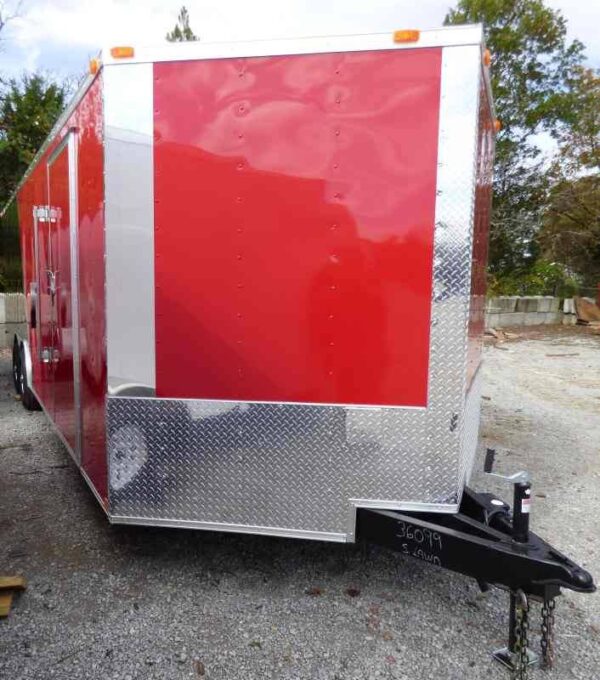 Rear ramp door of 8.5x24 enclosed cargo trailer