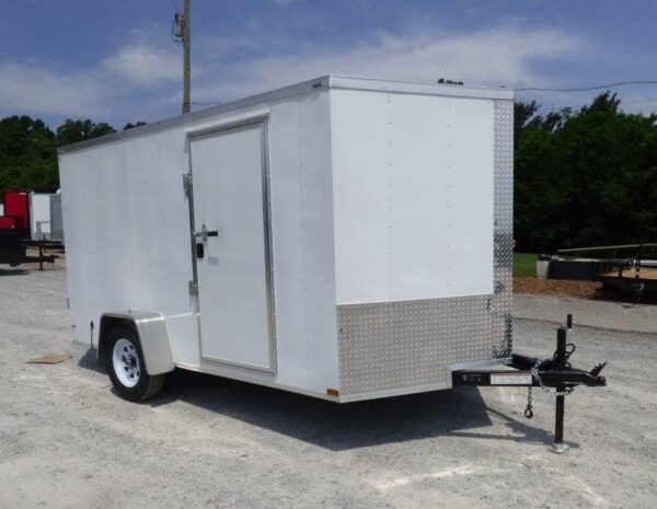 Enclosed Trailer 7'x12' 3500 lb Axle V-Nose W/ Barn Doors Storage - Image 3