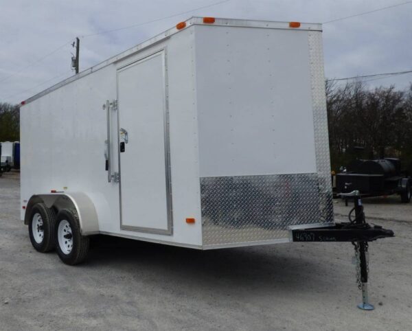 Enclosed Trailer 7'x14' White - V-Nose Lawn Mower Cargo Trailer Storage - Image 5