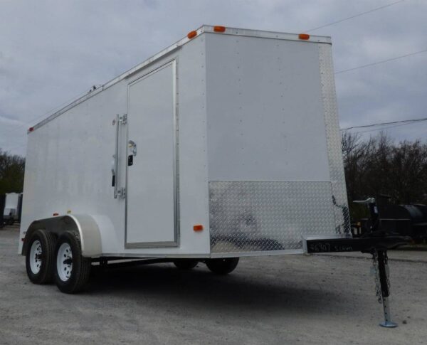 Enclosed Trailer 7'x14' White - V-Nose Lawn Mower Cargo Trailer Storage - Image 4