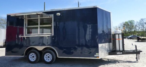 8.5' x 16' Concession Trailer Indigo Blue Food Event Catering - Image 2