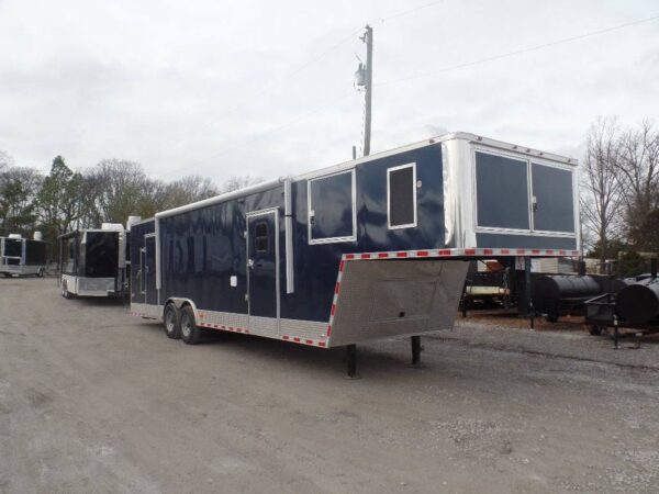 Enclosed 8.5x36' Custom Indigo Blue Goose-Neck Trailer Storage - Image 19
