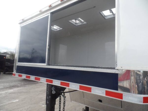 Enclosed 8.5x36' Custom Indigo Blue Goose-Neck Trailer Storage - Image 11