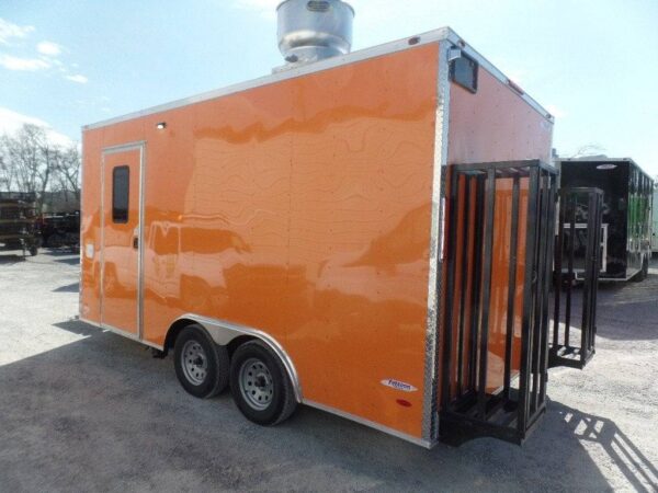 8.5' x 16' Orange Concession Food Trailer - Image 13