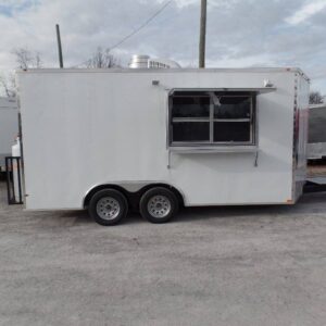 8.5' x 16' Concession Food Trailer White With Appliances