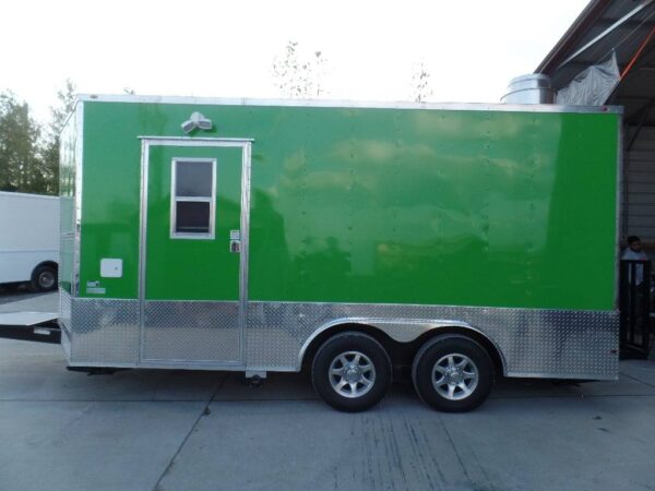 8.5' x 16' Lime Green Concession Food Catering Trailer - Image 15