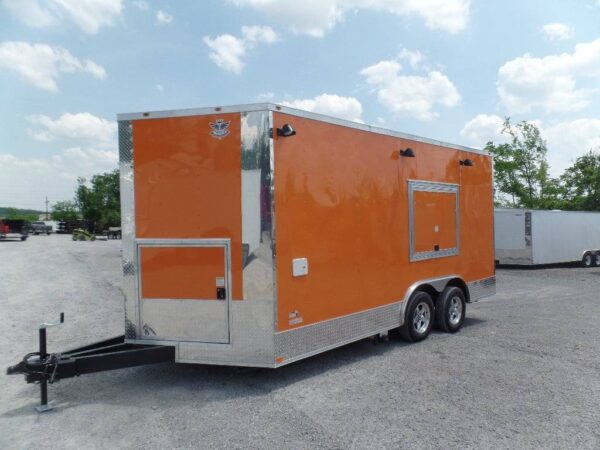 8.5' x 16' Orange Food Catering Event Concession Trailer - Image 7