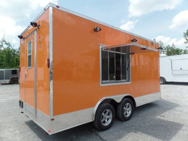 8.5' x 16' Orange Food Catering Event Concession Trailer - Image 18