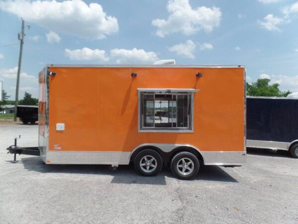 8.5' x 16' Orange Food Catering Event Concession Trailer - Image 25