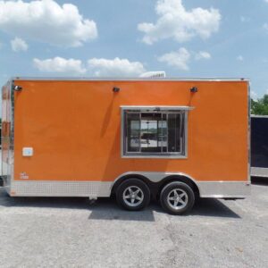 8.5' x 16' Orange Concession Food Trailer With Appliances