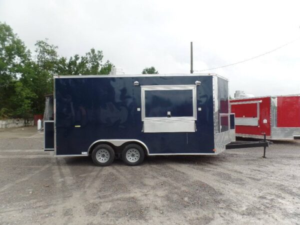 8.5' x 16' Indigo Blue Concession Food Trailer - Image 2