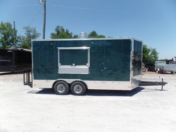 8.5' x 16' Emerald Green Food Event Concession Trailer - Image 21