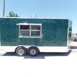 8.5' x 16' Emerald Green Food Event Concession Trailer