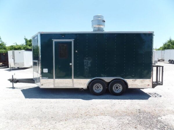 8.5' x 16' Emerald Green Food Event Concession Trailer - Image 3