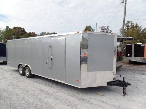 Enclosed Trailer 8.5' X 24' Silver Enclosed Equipment Hauler Storage