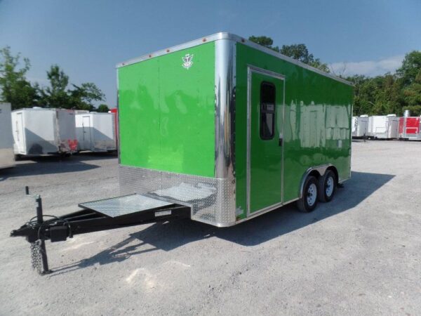 8.5' x 16' Lime Green Concession Food Trailer - Image 4